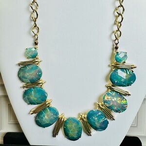 Vintage Faux Australian Opal Statement Necklace - SKU W